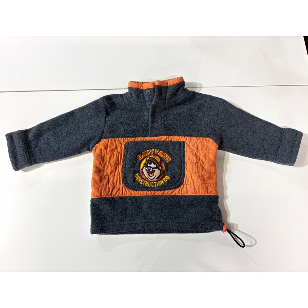 Vintage/Y2K Baby Looney Tunes Taz Colorblock Fleece Pullover Jacket 12M
